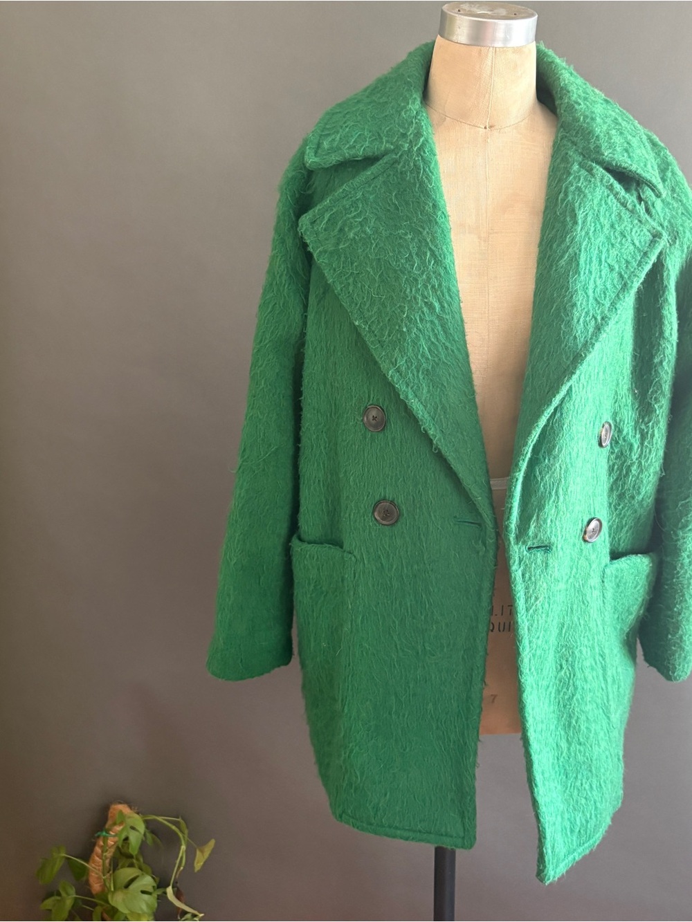 A New Day Green Double-Breasted Women's Coat